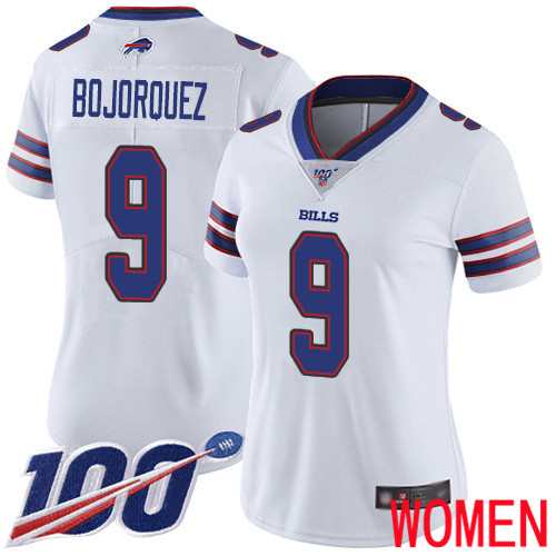 Women Buffalo Bills #9 Corey Bojorquez White Vapor Untouchable Limited Player 100th Season NFL Jersey
